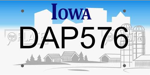 DAP576 Iowa License Plate