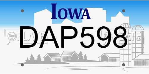 DAP598 Iowa License Plate