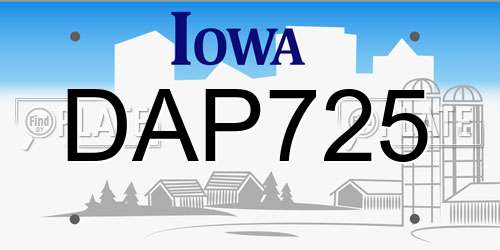DAP725 Iowa License Plate