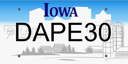 DAPE30 Iowa License Plate