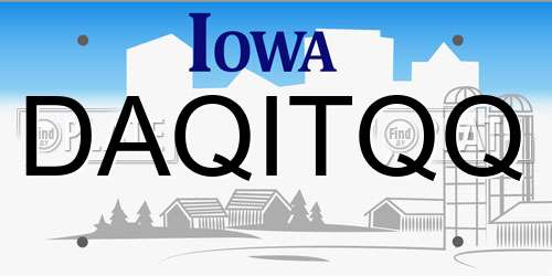DAQITQQ Iowa License Plate