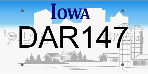 DAR147 Iowa License Plate