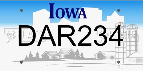DAR234 Iowa License Plate
