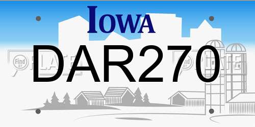 DAR270 Iowa License Plate