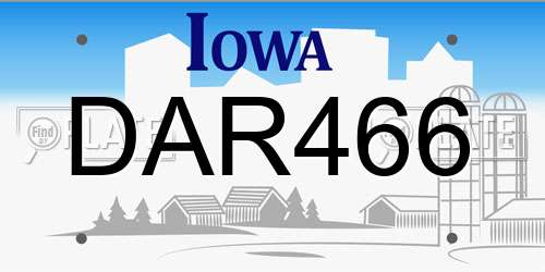DAR466 Iowa License Plate