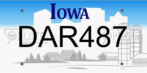 DAR487 Iowa License Plate