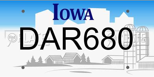 DAR680 Iowa License Plate