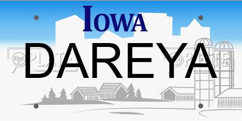 DAREYA Iowa License Plate