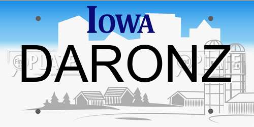 DARONZ Iowa License Plate