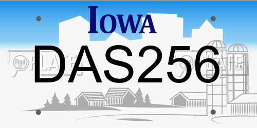 DAS256 Iowa License Plate