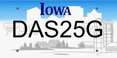 DAS25G Iowa License Plate