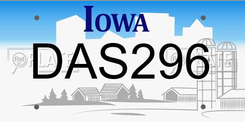 DAS296 Iowa License Plate