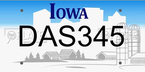DAS345 Iowa License Plate
