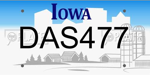 DAS477 Iowa License Plate