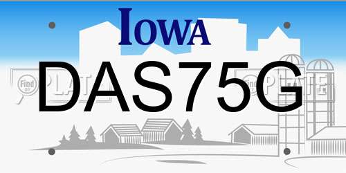 DAS75G Iowa License Plate