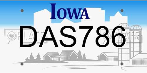 DAS786 Iowa License Plate