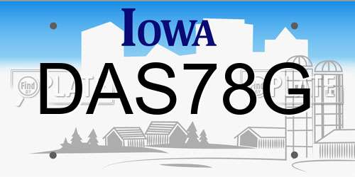 DAS78G Iowa License Plate