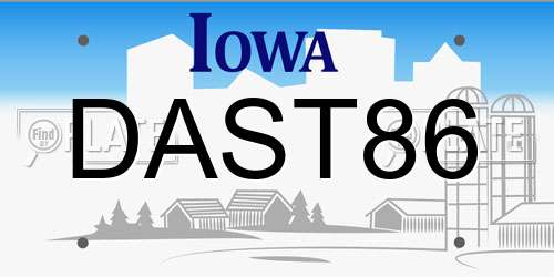 DAST86 Iowa License Plate