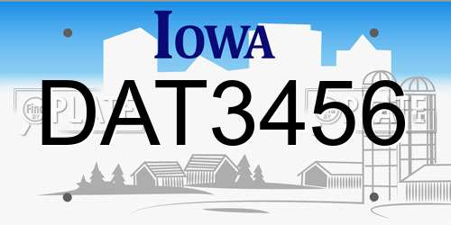 DAT3456 Iowa License Plate