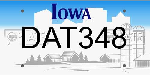 DAT348 Iowa License Plate