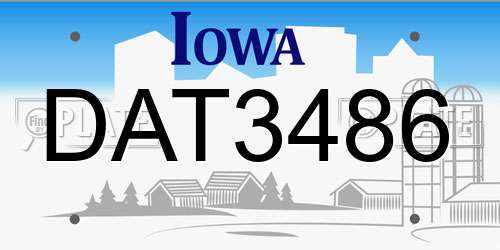 DAT3486 Iowa License Plate