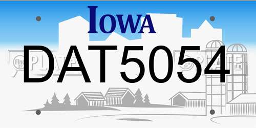 DAT5054 Iowa License Plate