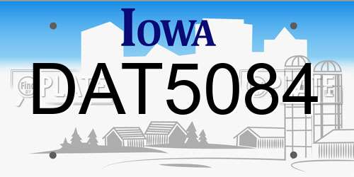 DAT5084 Iowa License Plate