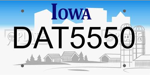 DAT5550 Iowa License Plate
