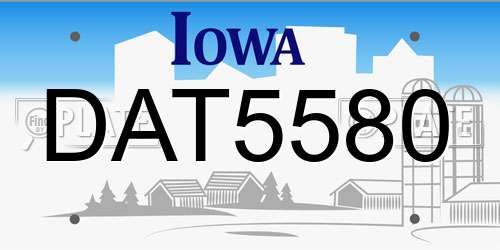 DAT5580 Iowa License Plate