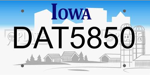 DAT5850 Iowa License Plate