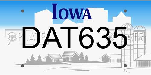 DAT635 Iowa License Plate