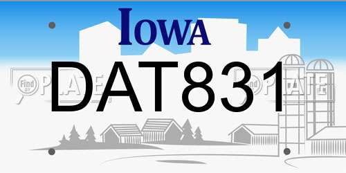 DAT831 Iowa License Plate