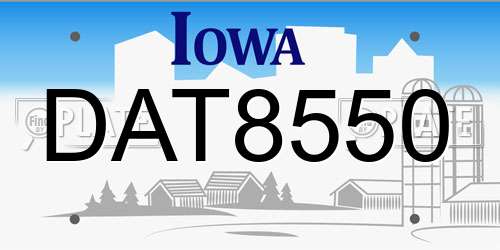 DAT8550 Iowa License Plate