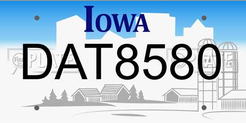 DAT8580 Iowa License Plate