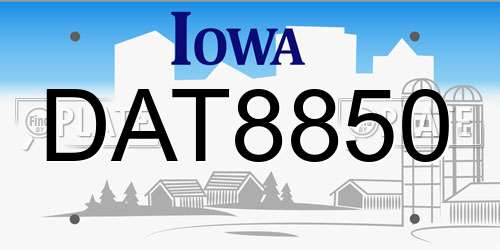 DAT8850 Iowa License Plate