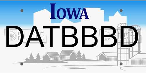 DATBBBD Iowa License Plate