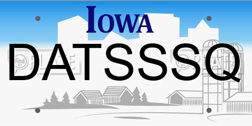DATSSSQ Iowa License Plate