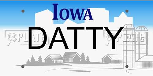 DATTY Iowa License Plate