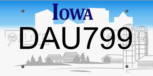 DAU799 Iowa License Plate