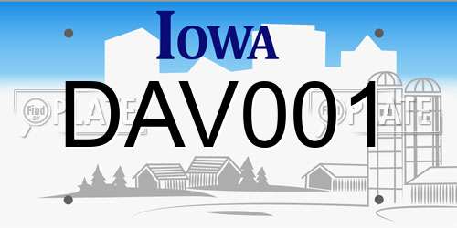 DAV001 Iowa License Plate