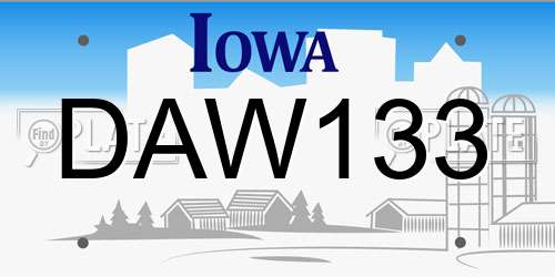 DAW133 Iowa License Plate