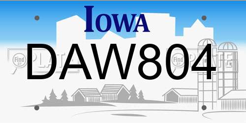 DAW804 Iowa License Plate