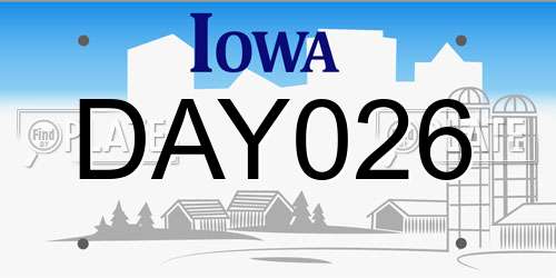 DAY026 Iowa License Plate