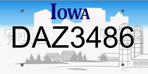 DAZ3486 Iowa License Plate