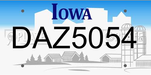 DAZ5054 Iowa License Plate