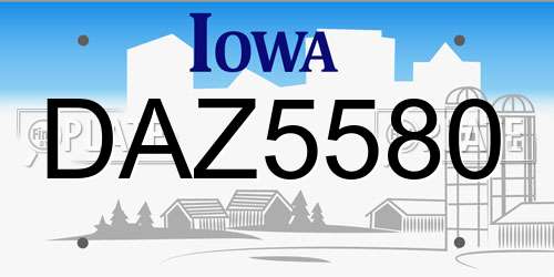 DAZ5580 Iowa License Plate