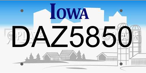 DAZ5850 Iowa License Plate