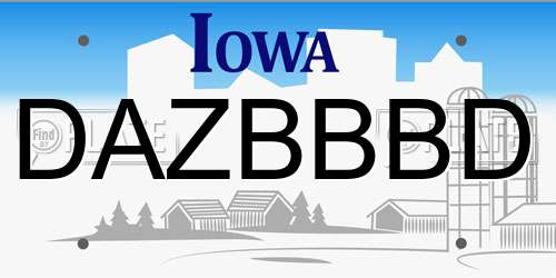DAZBBBD Iowa License Plate
