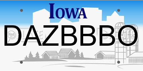 DAZBBBO Iowa License Plate