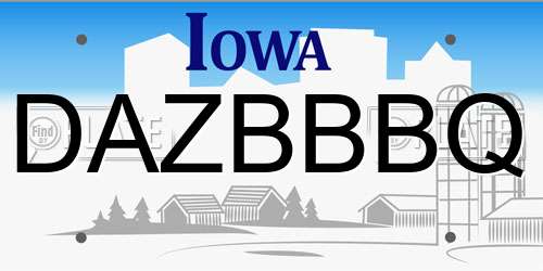 DAZBBBQ Iowa License Plate